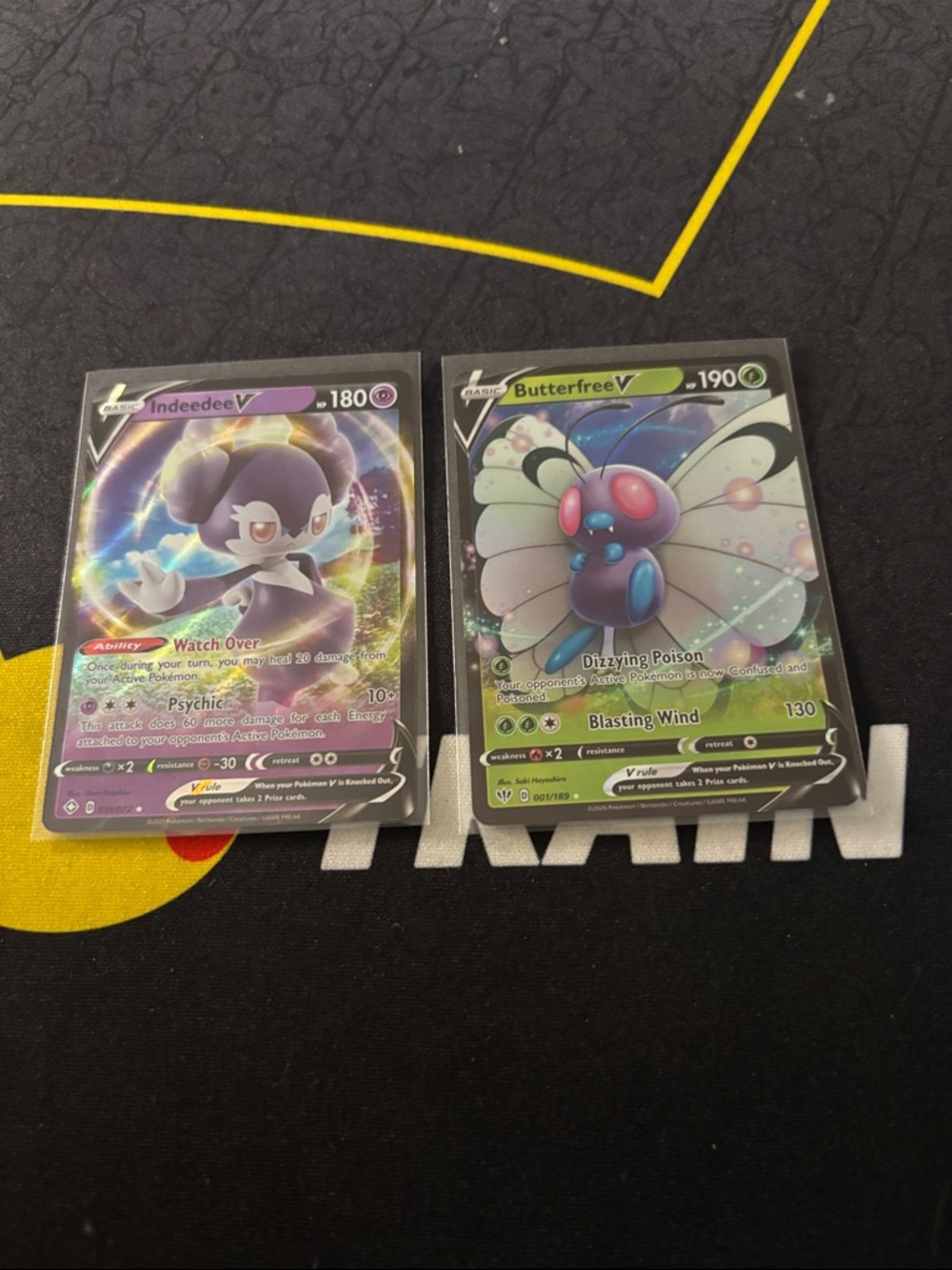 Pokemon Indeedee V & Butterfree V Holo Foil Cards - Purple, Green